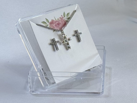 Crystal Cross Necklace & Earring Set